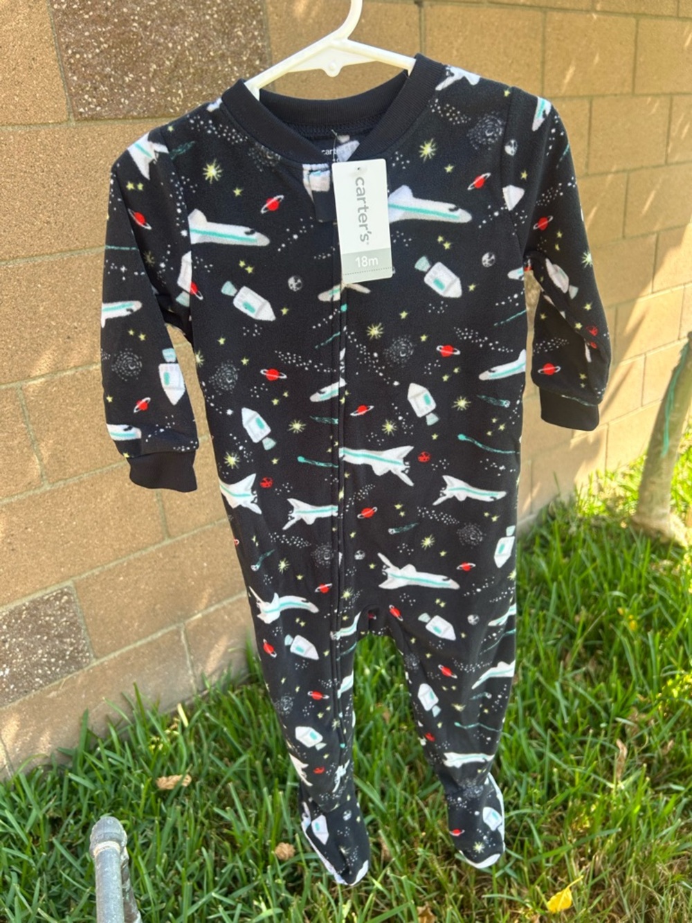 Carter's Black Space Shuttle Footed One-Piece Pajama